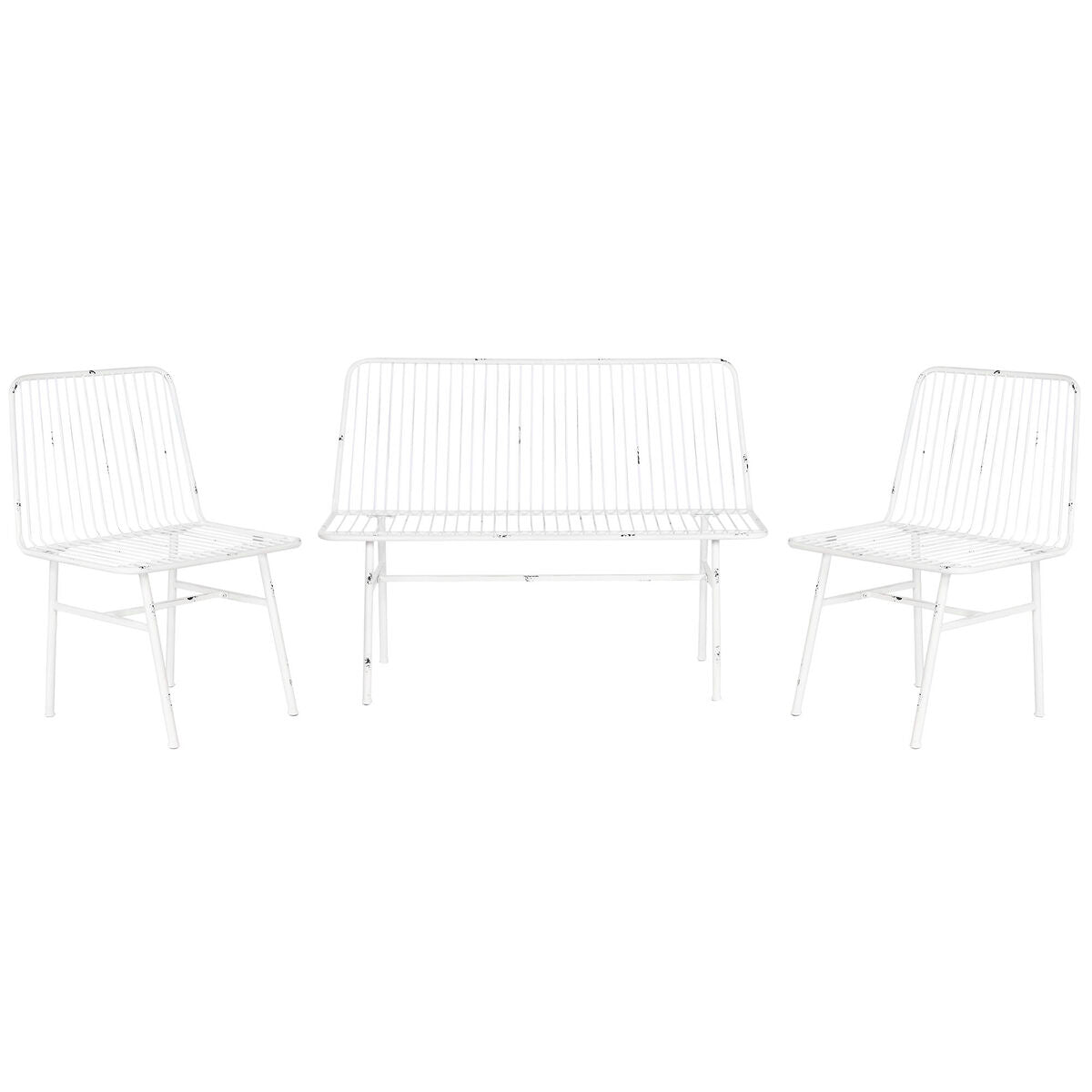 Tisch mit 3 Sesseln Home ESPRIT Weiß Metall 115 x 53 x 83 cm