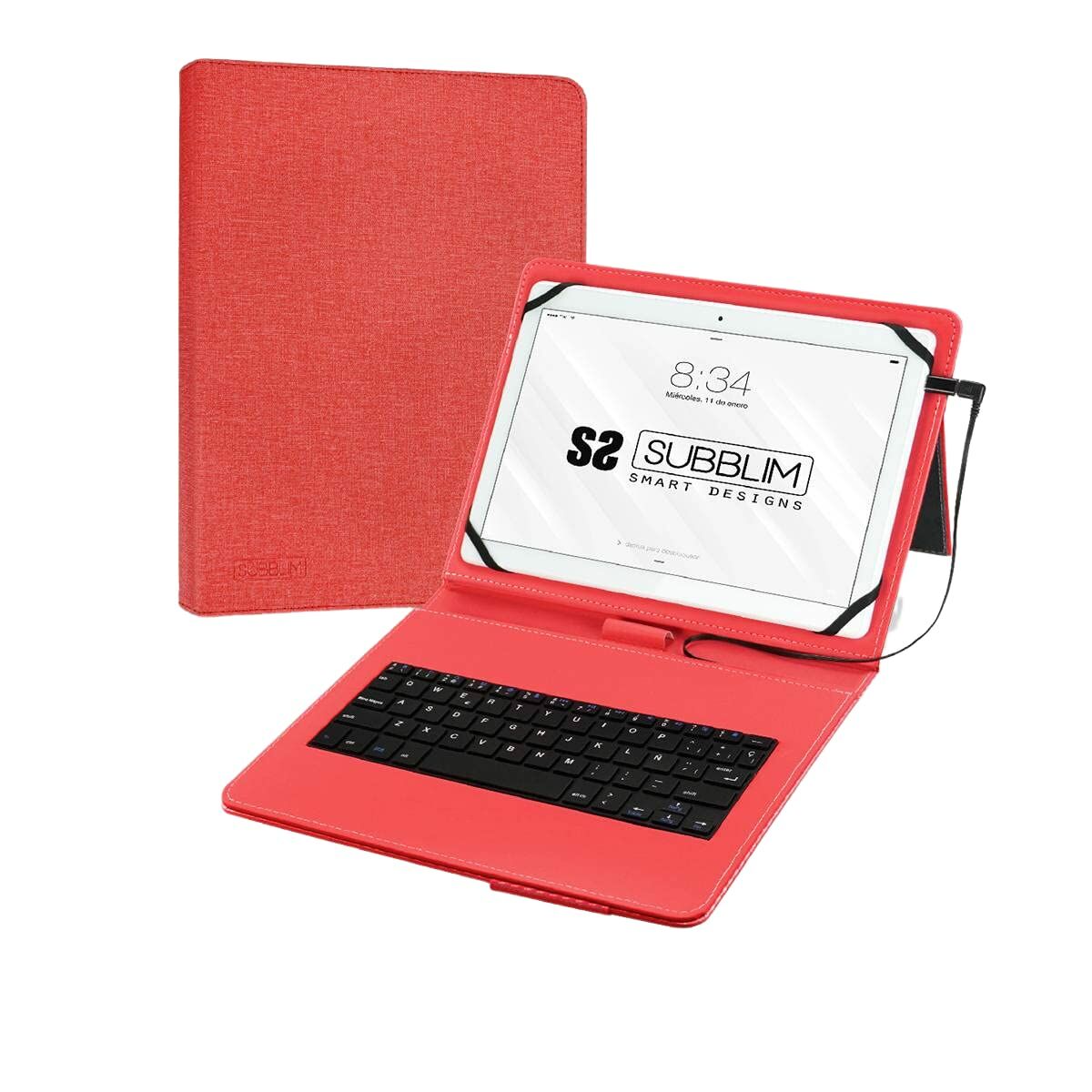 Hülle für Tablet und Tastatur Subblim SUB-KT1-USB002 10.1" Rot Qwerty Spanisch Spanisch