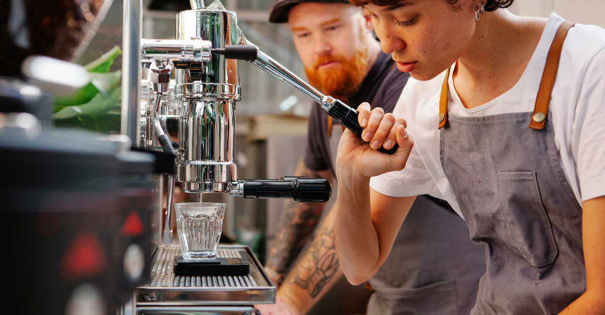 Various espresso machines on display for home brewing