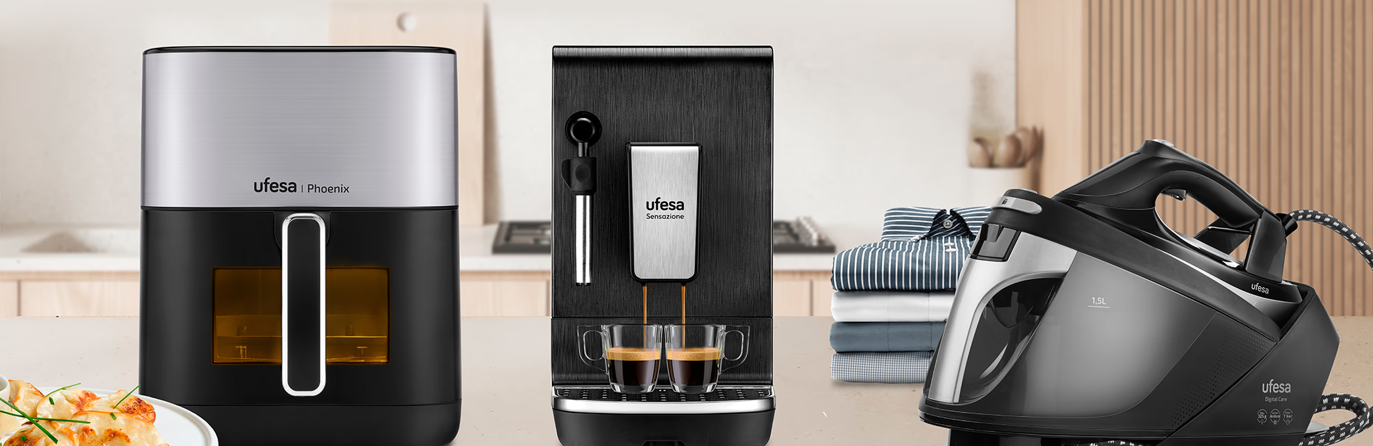 UFESA premium kitchen appliances including blender and coffee maker