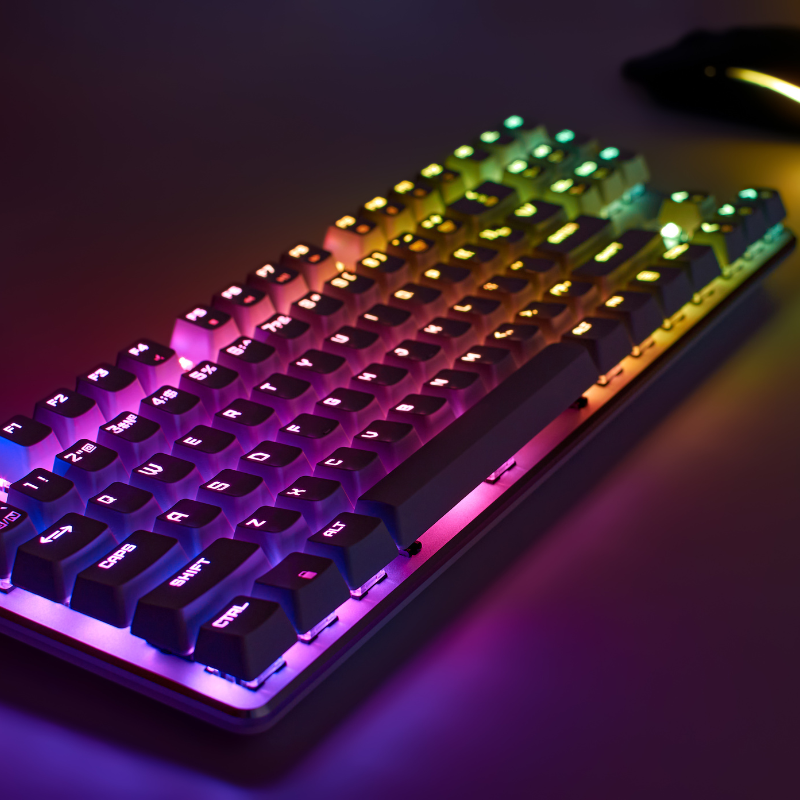 Image of a wireless, mechanical, ergonomic keyboard designed for gaming and office use.