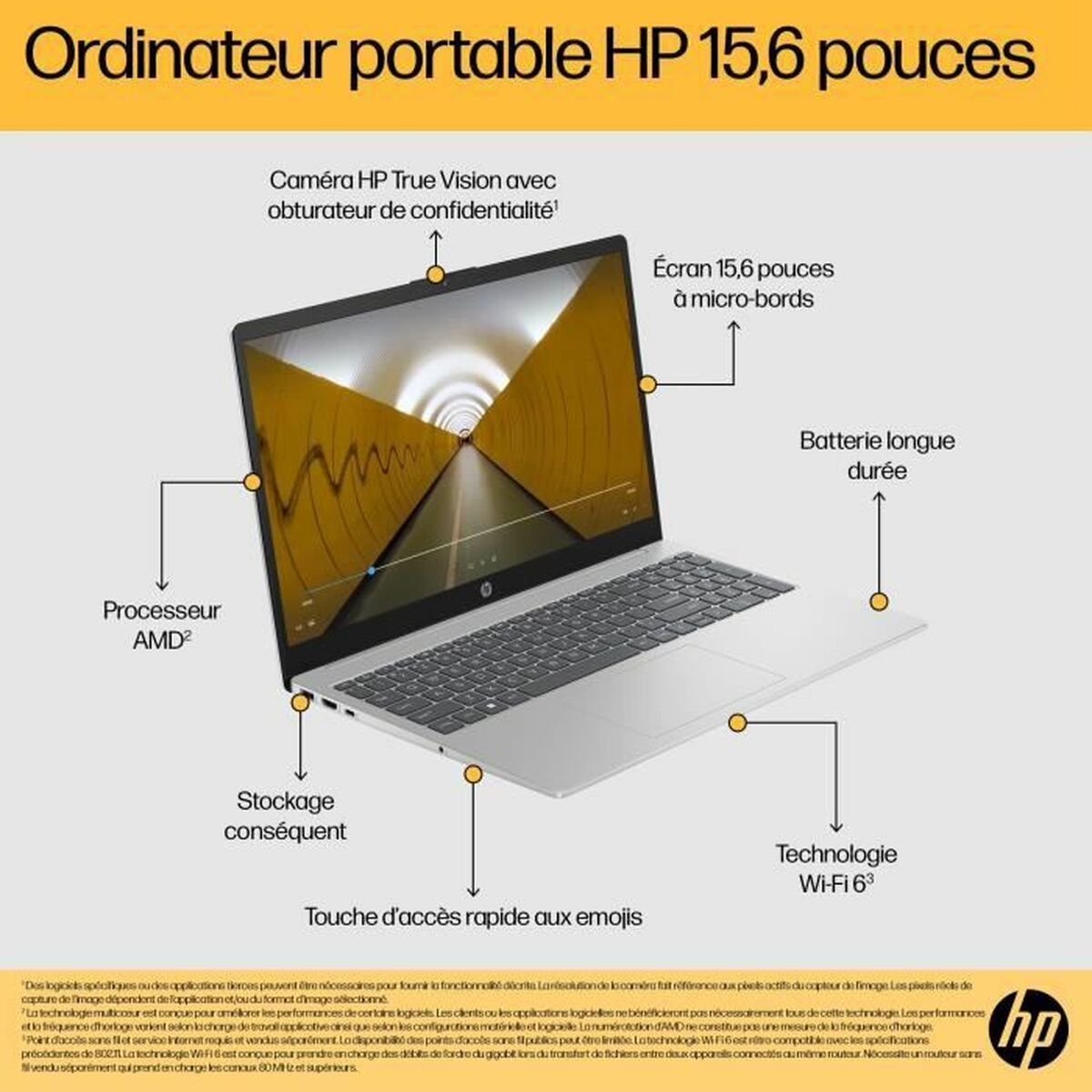Laptop HP FC0071NF 15,6" ryzen 5-7520u 16 GB RAM 512 GB Azerty Französisch - CA International 