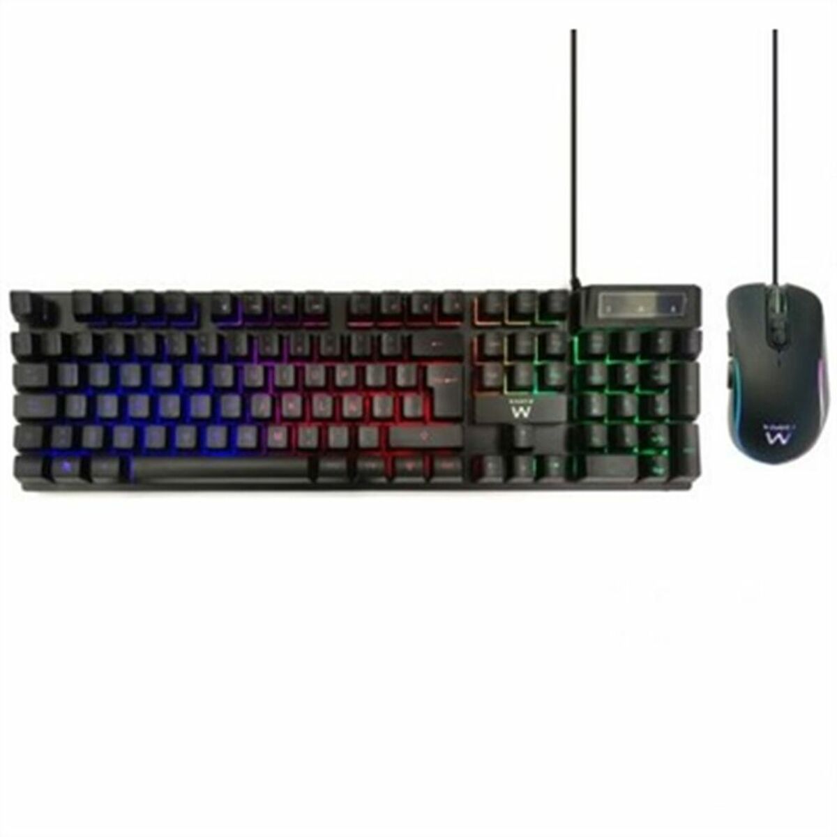 Keyboard and Mouse Ewent PL3201 Black Multicolour Spanish Qwerty - CA International   #