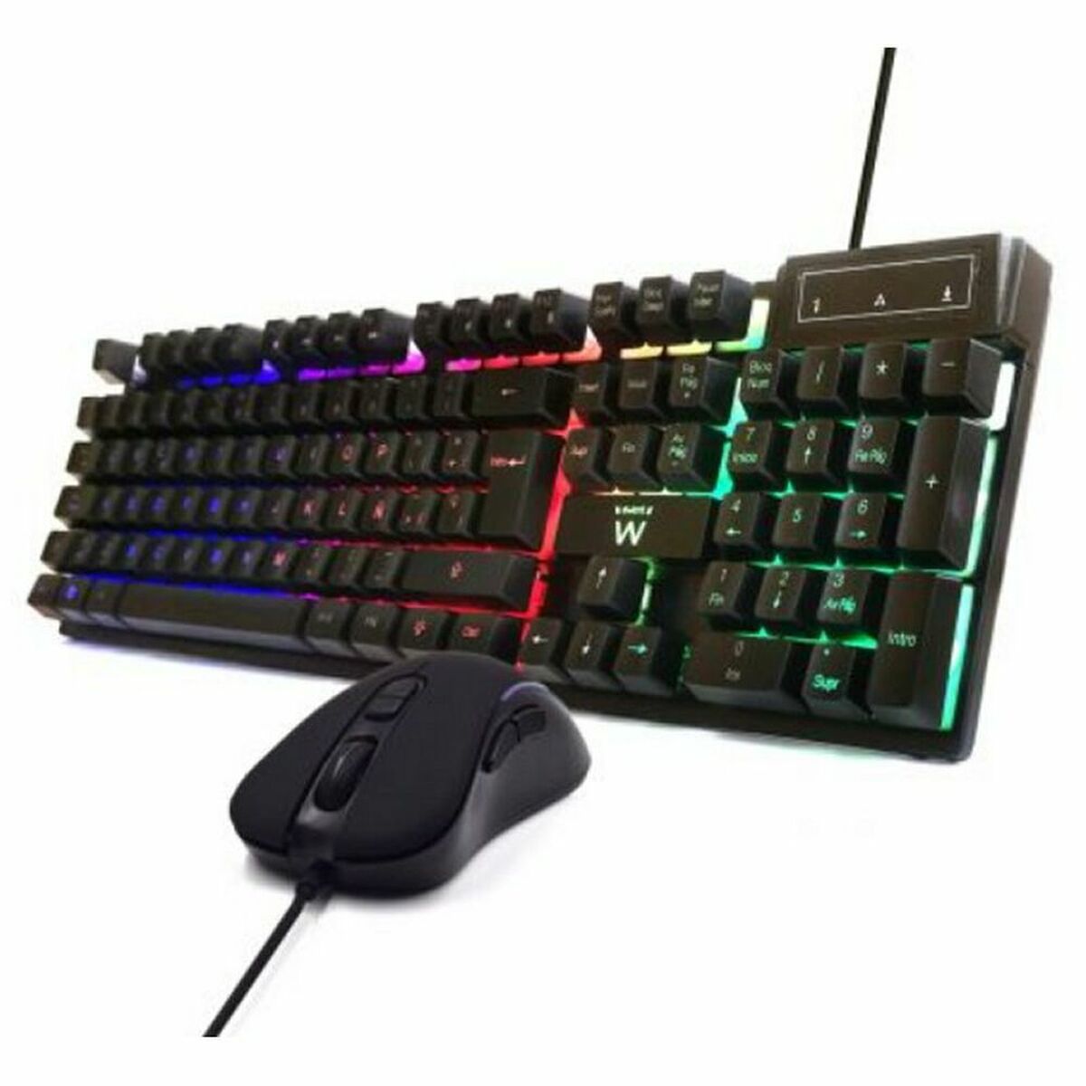 Keyboard and Mouse Ewent PL3201 Black Multicolour Spanish Qwerty - CA International   #