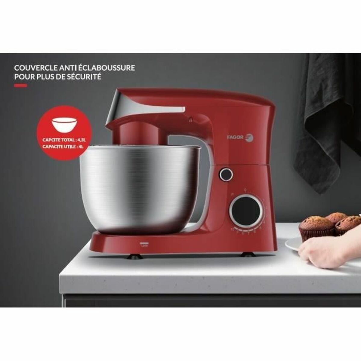 Küchenmaschine Fagor FG0439 Rot 1500 W 4,3 L - CA International  