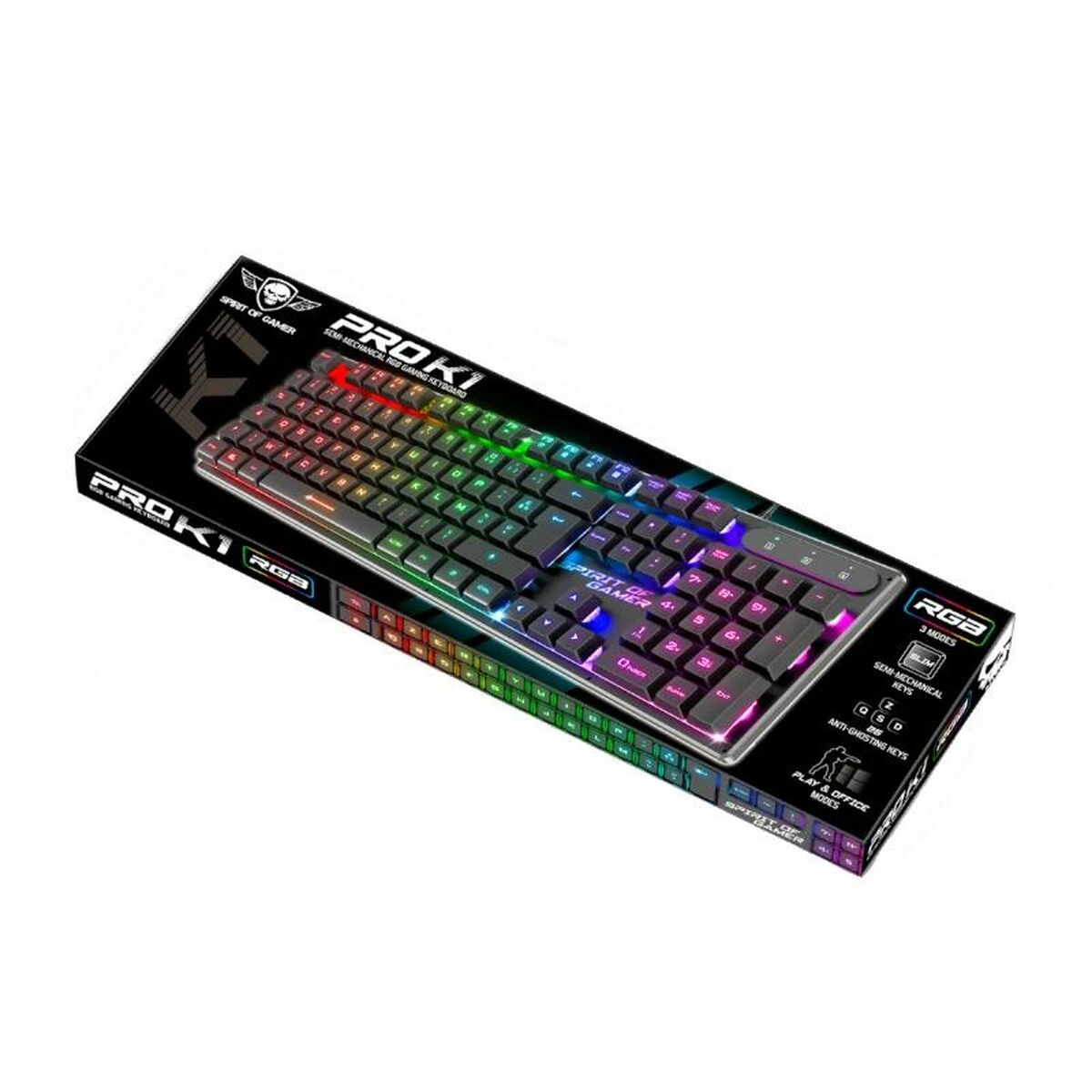 Keyboard Spirit of Gamer PRO-K1 Spanish Qwerty Black - CA International