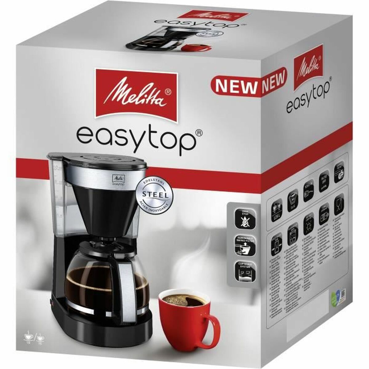 Elektrische Kaffeemaschine Melitta Easy Top II 1023-04 1050 W Schwarz 1050 W 1,25 L 900 g - CA International 