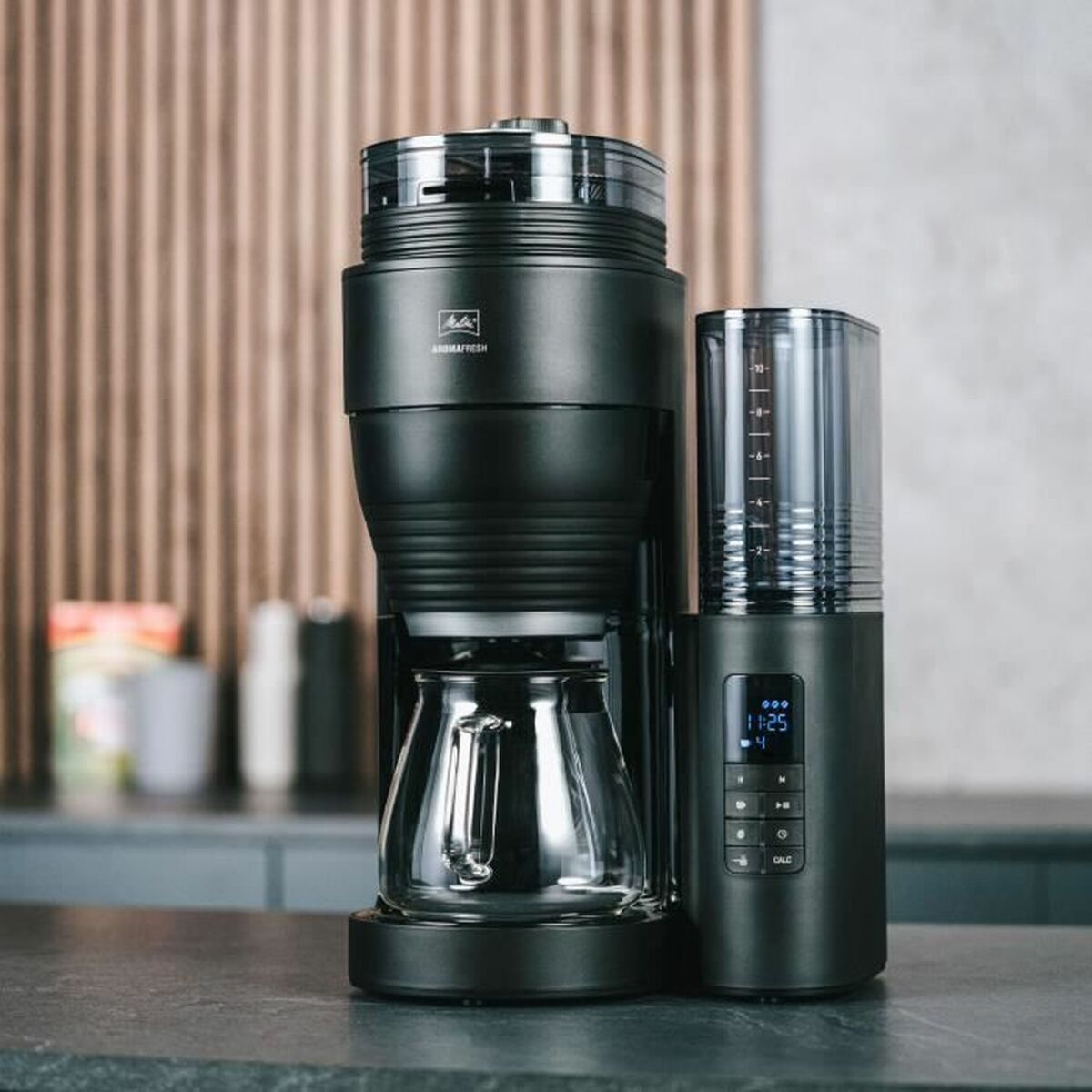 Filterkaffeemaschine Melitta AROMAFRESH GLASS X BLACK-SILV 1 Schwarz Matte Hinterseite 1,25 L - CA International  