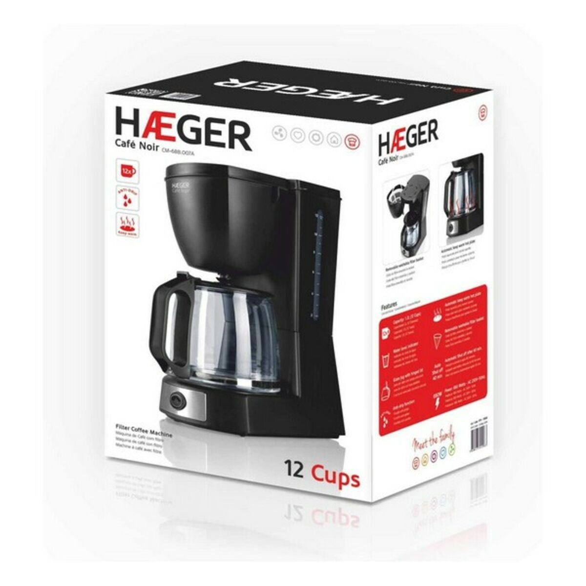Elektrische Kaffeemaschine Haeger CM-68B.007A Schwarz 12 Kopper 680 W - CA International 