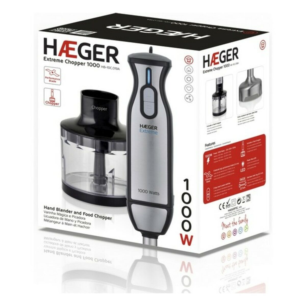 Cup Blender Haeger Extreme Chopper Black 1000 W 400 ml - CA International   #