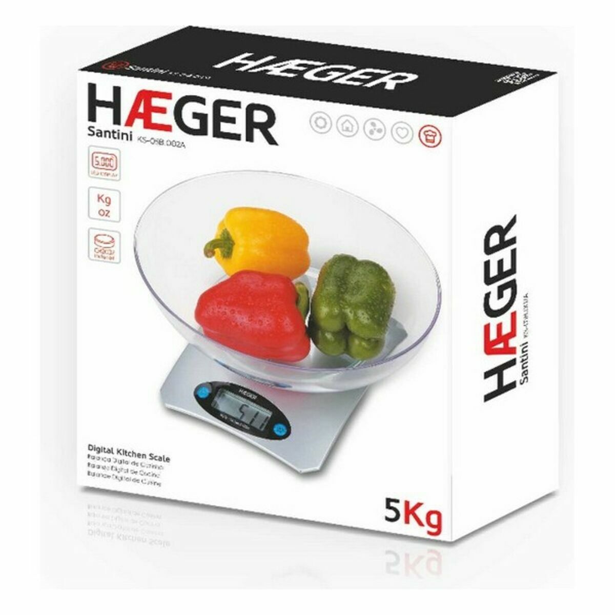 Digital Kitchen Scale Haeger KS-05B.002B 5 kg Black-CA International