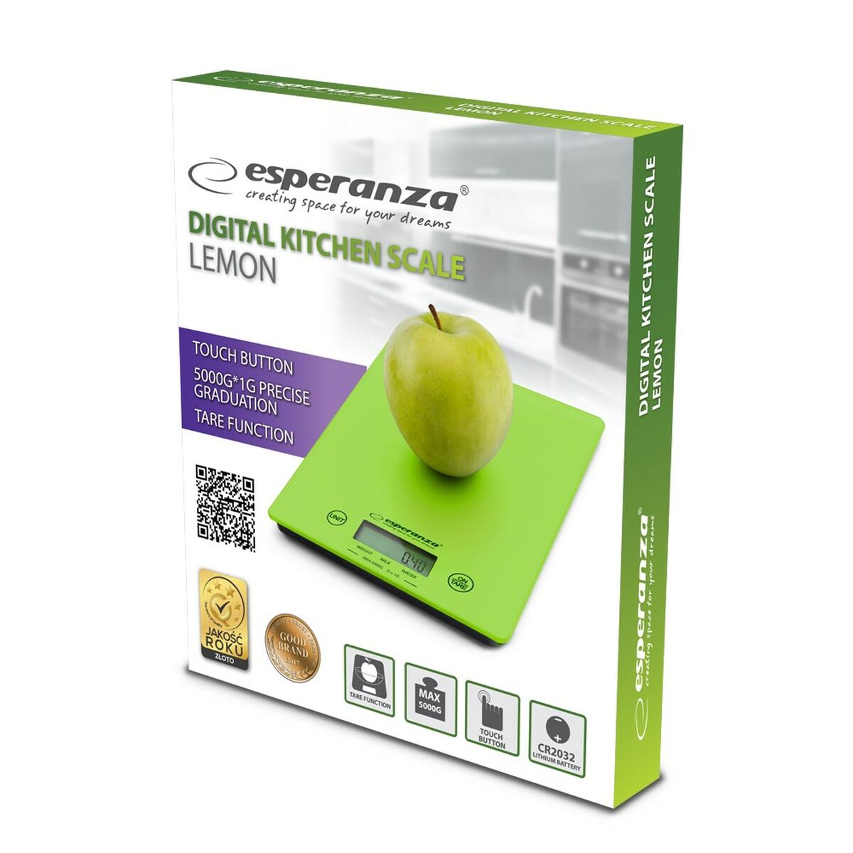 Küchenwaage Esperanza EKS002G grün 5 kg - CA International  