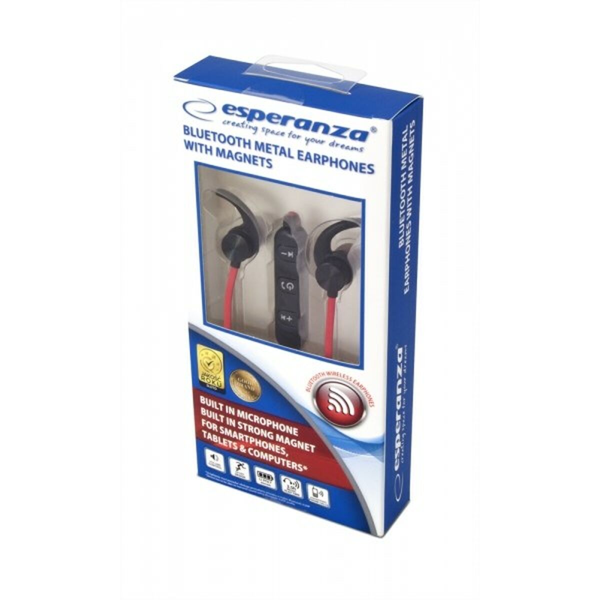 Bluetooth Kopfhörer Sport Esperanza EH186K Schwarz Rot - CA International  