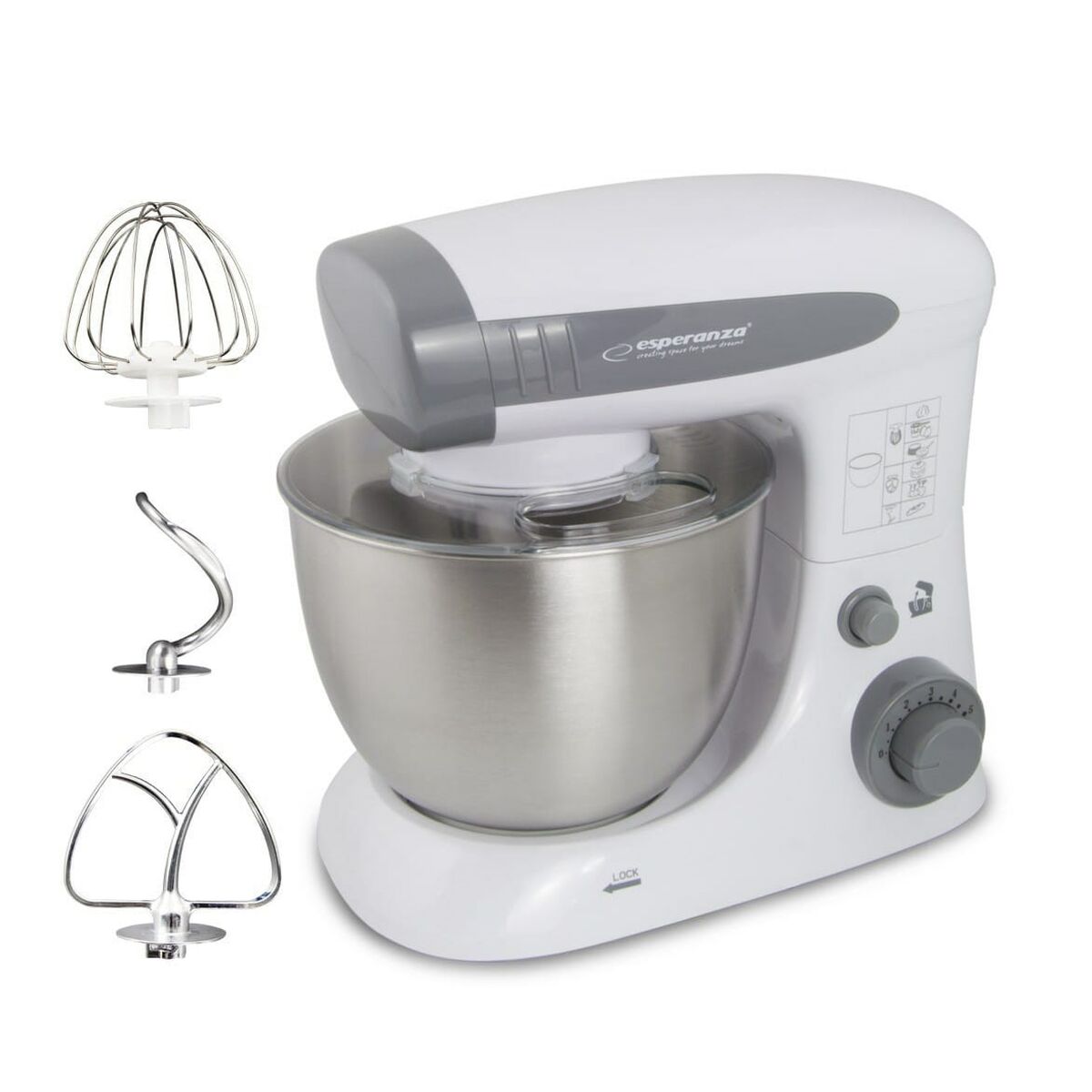 Food Processor Esperanza EKM024 White Grey 800 W 4 L - CA International   #