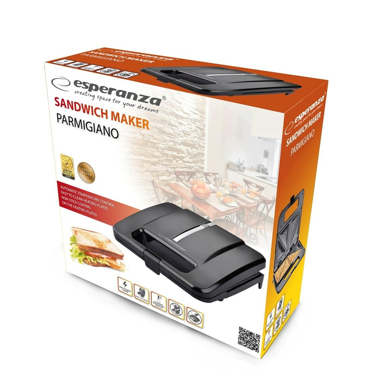 Sandwich Maker Esperanza EKT010 Black 1000 W-CA International