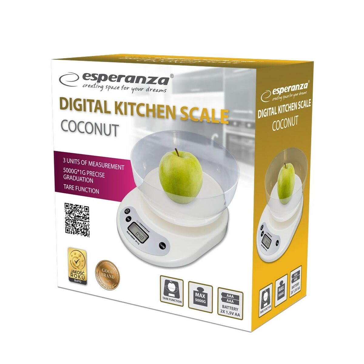 kitchen scale Esperanza EKS007 White 5 kg - CA International   #