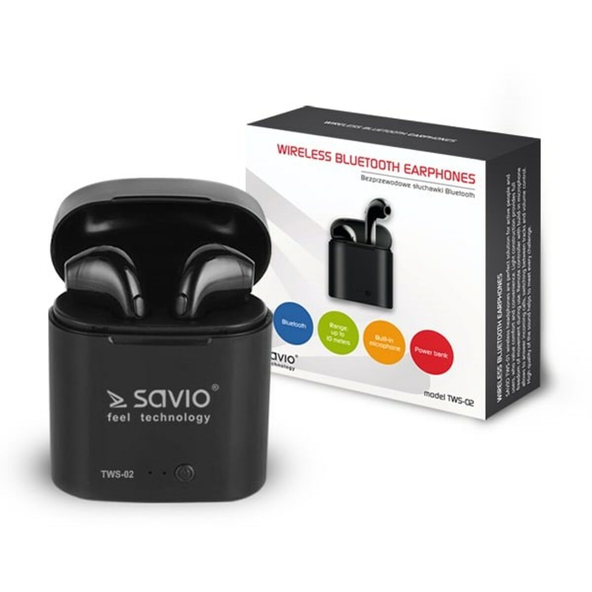 Bluetooth in Ear Headset Savio TWS-02 Schwarz Graphit - CA International 