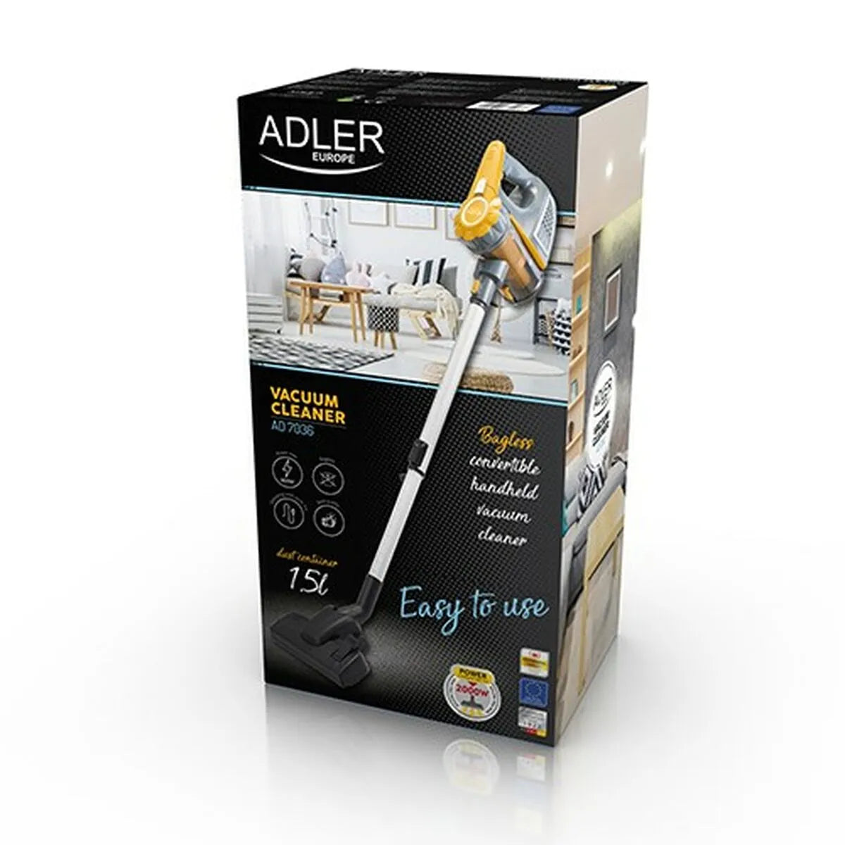 Cordless Vacuum Cleaner Adler AD 7036 Black Grey Orange Bronze 800 W - CA International