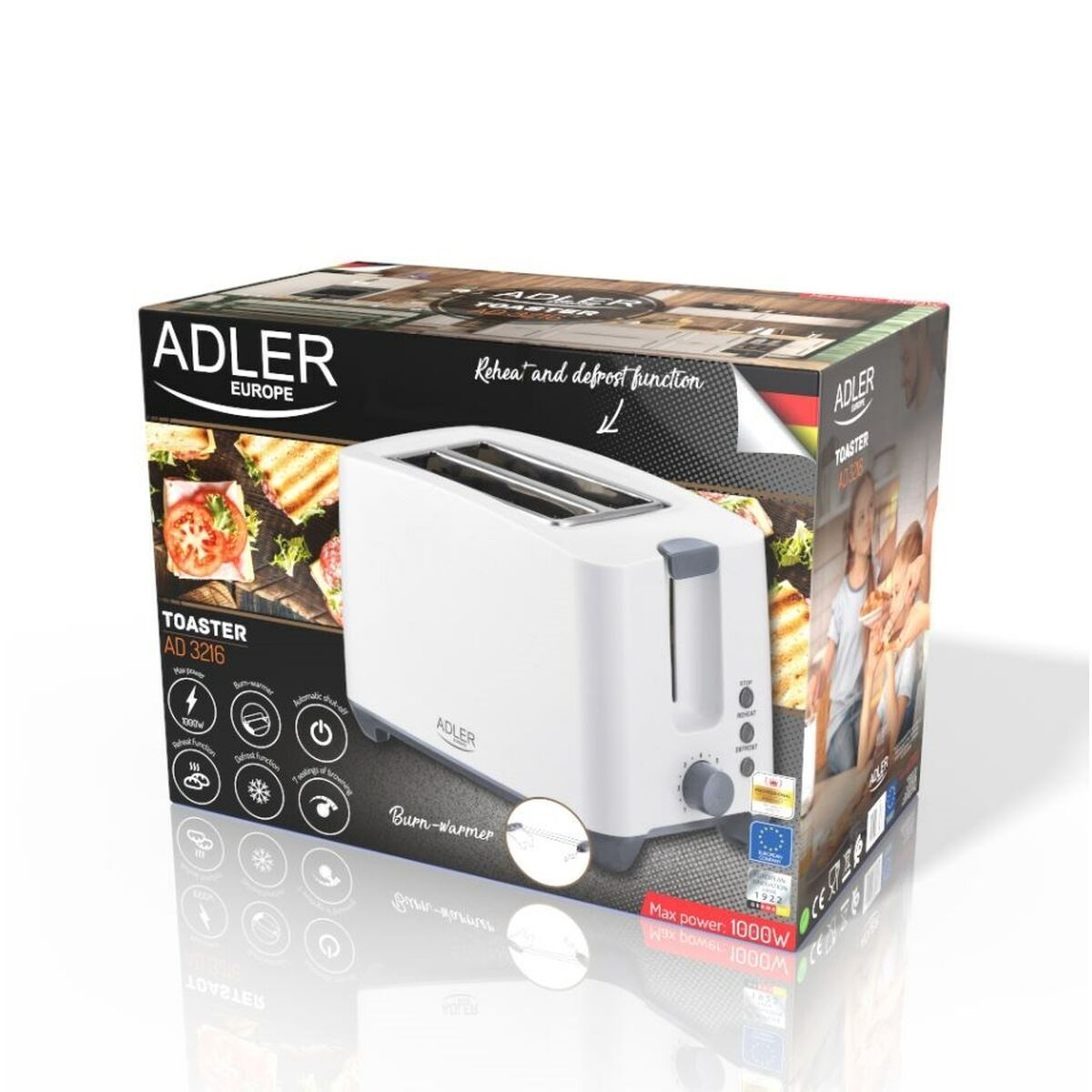 Toaster Adler AD 3216 1000 W 750 W - CA International  