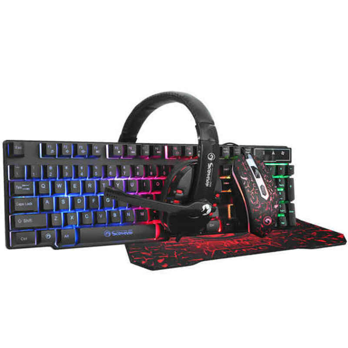 Tastatur und Gaming Maus Scorpion GA30378035 Qwerty Spanisch Bunt - CA International  