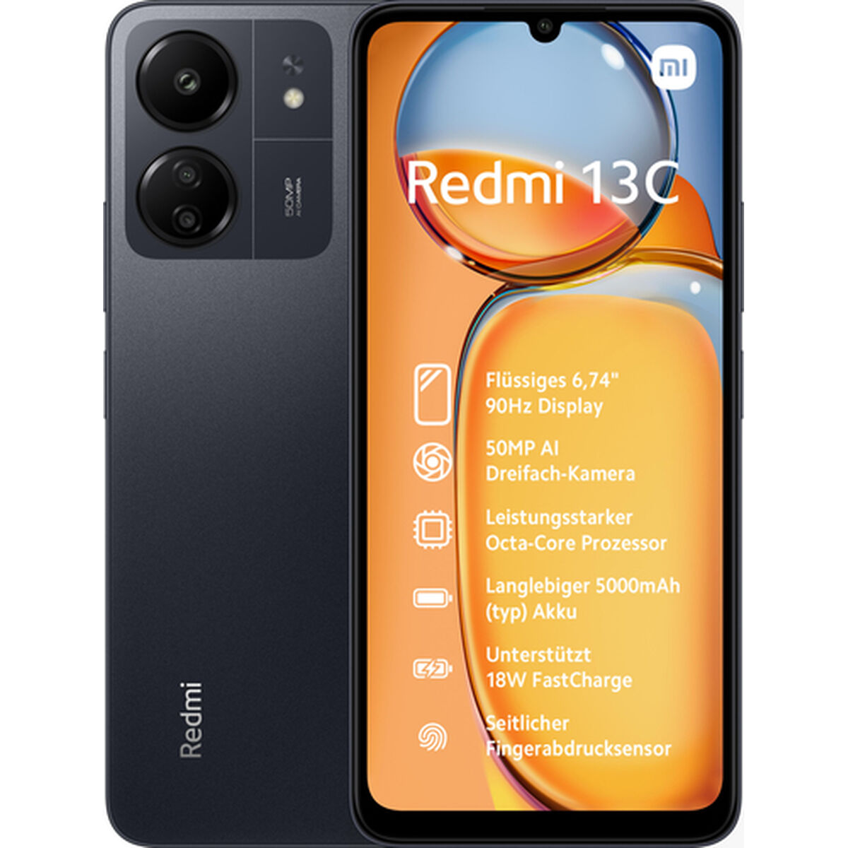 Smartphone Xiaomi Redmi 13C 6,74" ARM Cortex-A55 MediaTek Helio G85 6 GB RAM 128 GB Schwarz - CA International  
