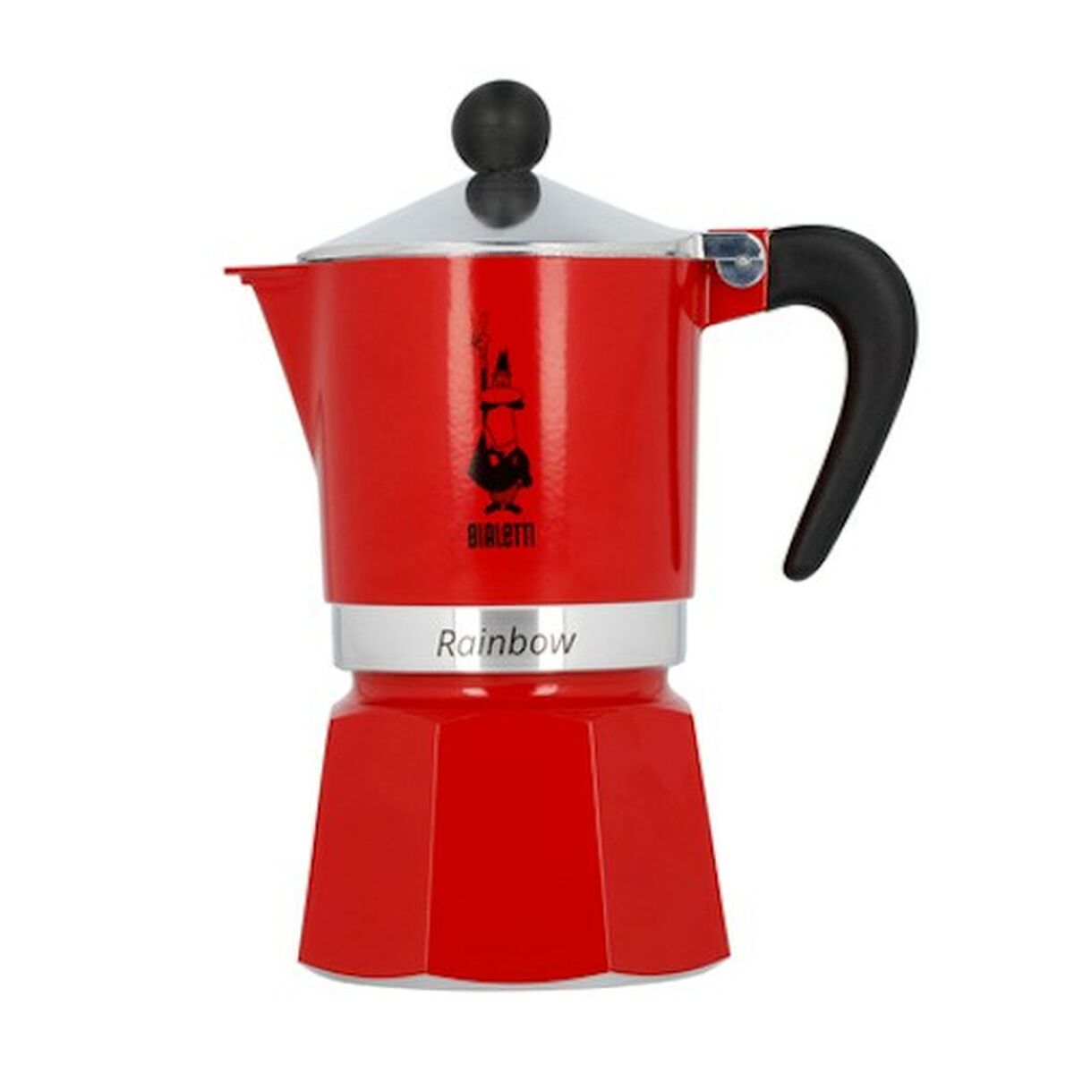 Italian Coffee Pot Bialetti Rainbow 6 Cups Red Aluminium - CA International   #