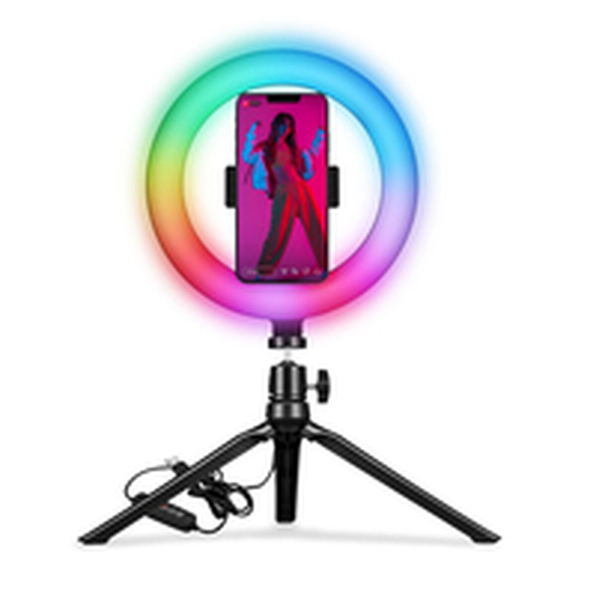 Selfie Lichtring mit Stativ und Fernbedienung Celly CLICKRINGRGBBK - CA International 