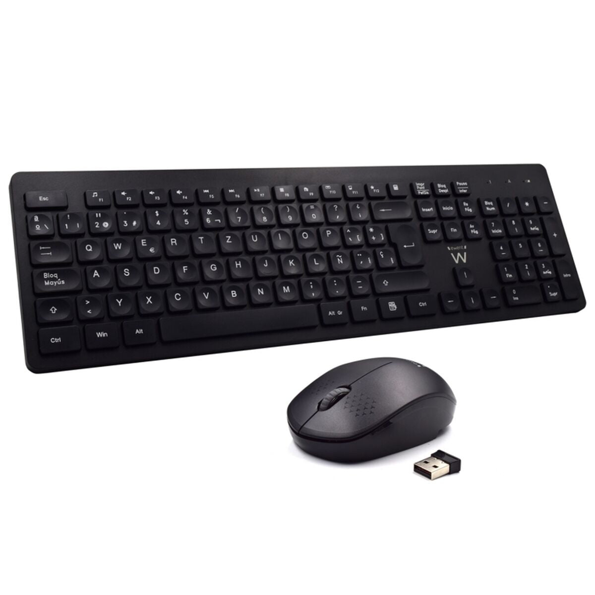 Tastatur mit Drahtloser Maus Ewent EW3256 2.4 GHz Schwarz Qwerty Spanisch QWERTY - CA International 