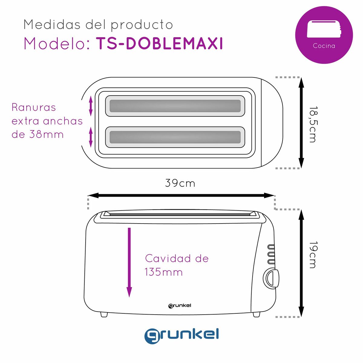 Toaster Grunkel 1400 W Double slot-CA International