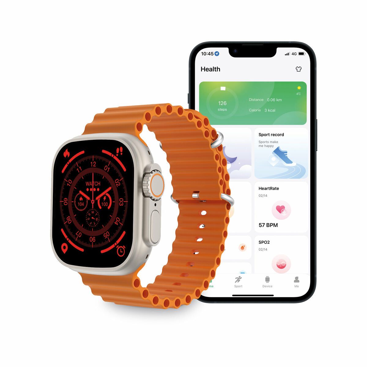 Smartwatch KSIX Urban Plus 2,05" 270 mAh Bluetooth 5.0 Orange - CA International  