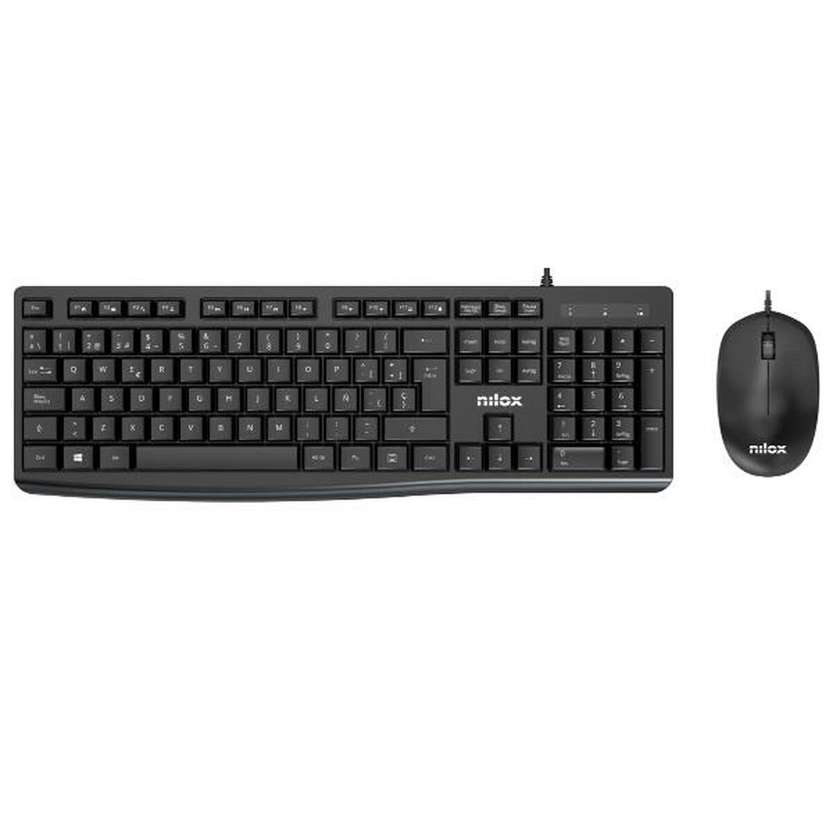 Tastatur mit Maus Nilox NXKME0012 Schwarz Qwerty Spanisch - CA International 