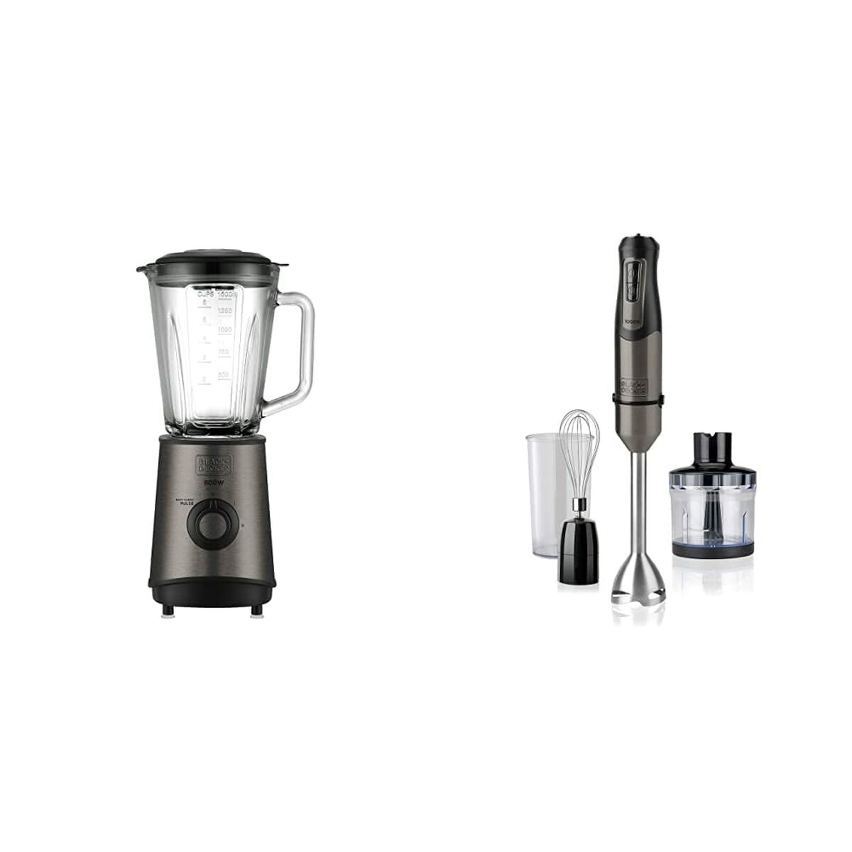 Hand-held Blender Black & Decker ES9120020B Black Grey Transparent 800 W - CA International   #