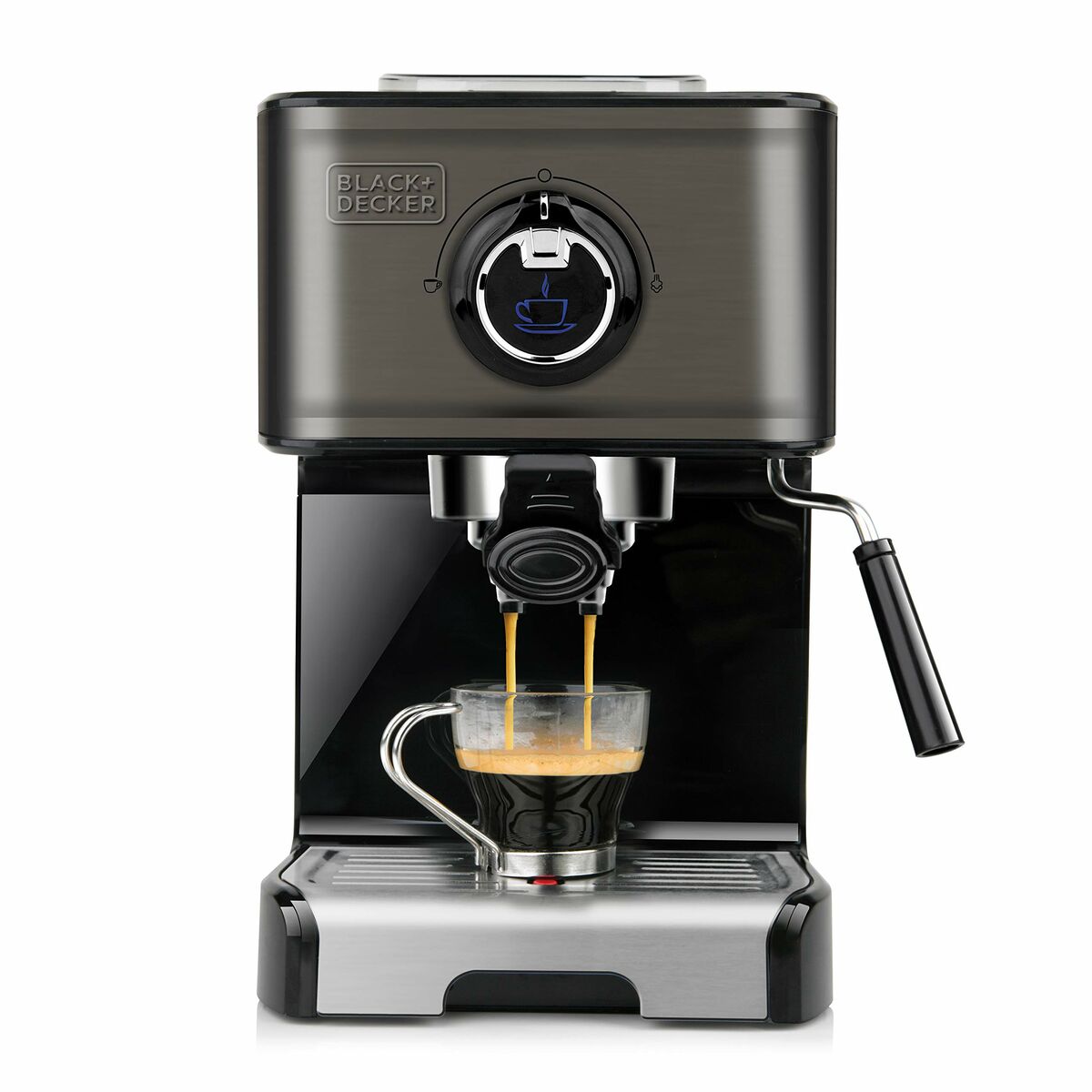 Manuelle Express-Kaffeemaschine Black & Decker ES9200010B                      1,2 L Schwarz Silberfarben 2 Kopper - CA International  