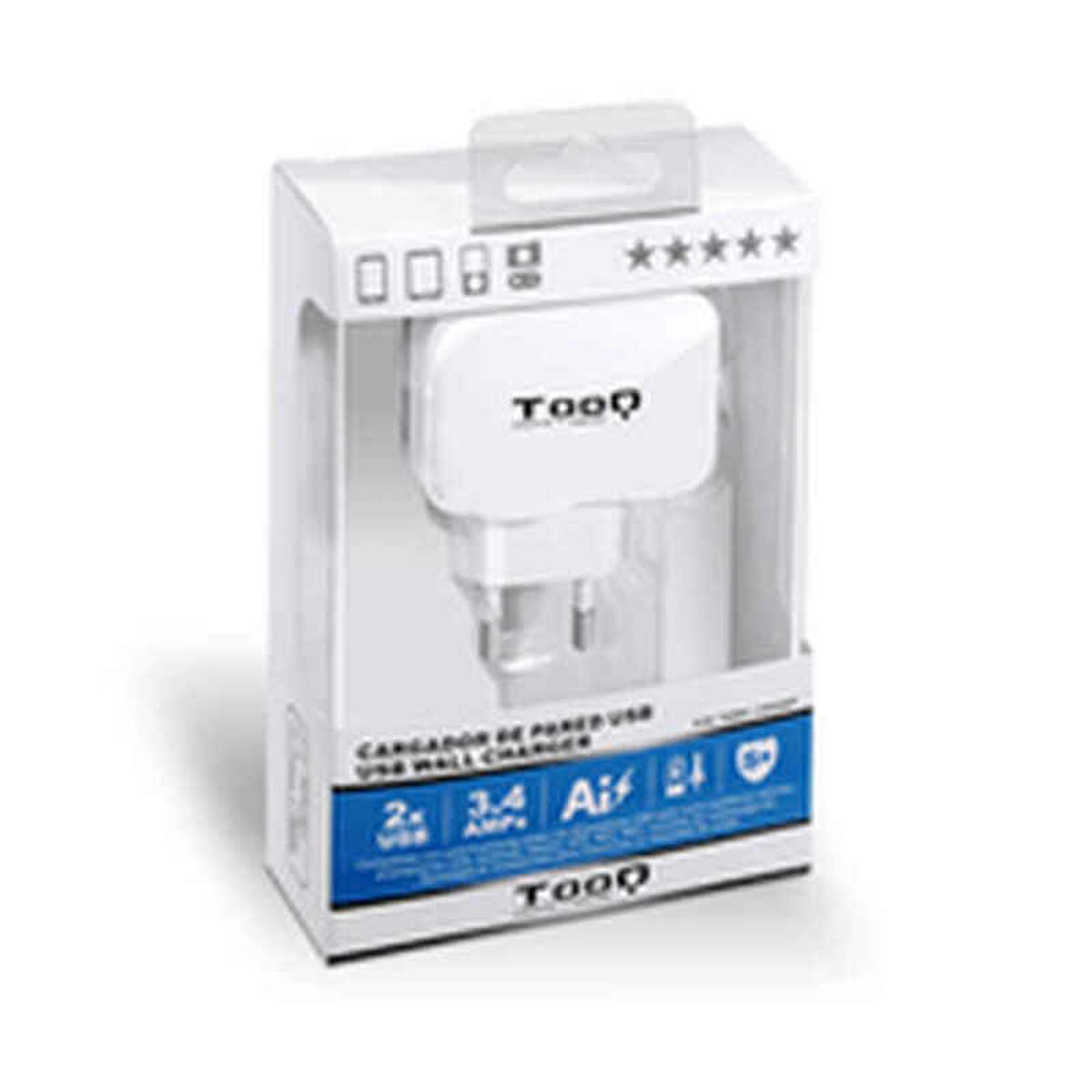 Wandladegerät TooQ TQWC-1S02WT USB x 2 17W Weiß 17 W - CA International  