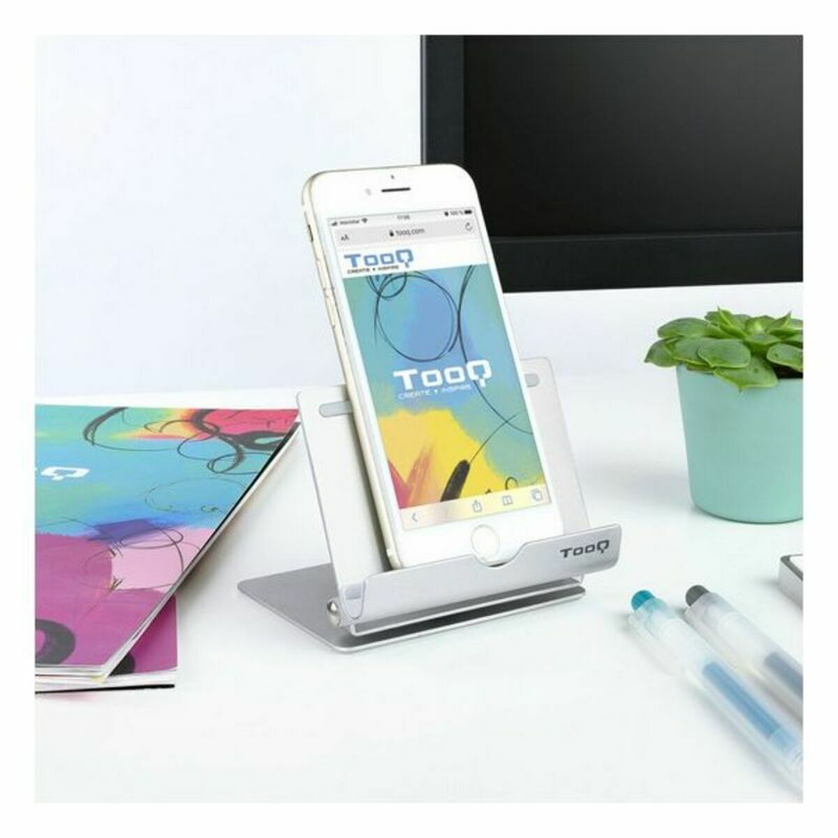 Smartphone- oder tablett-support TooQ PH0002-S 90º 360º Silberfarben - CA International  