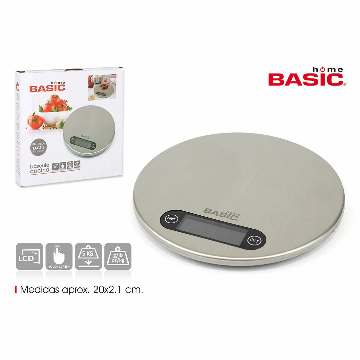 Digital Kitchen Scale Basic Home Silver 20 x 2,1 cm (6 Units) - CA International