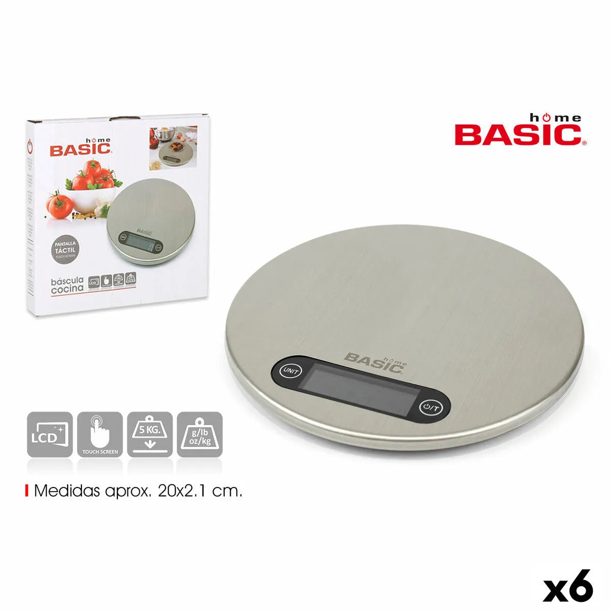 Digital Kitchen Scale Basic Home Silver 20 x 2,1 cm (6 Units) - CA International