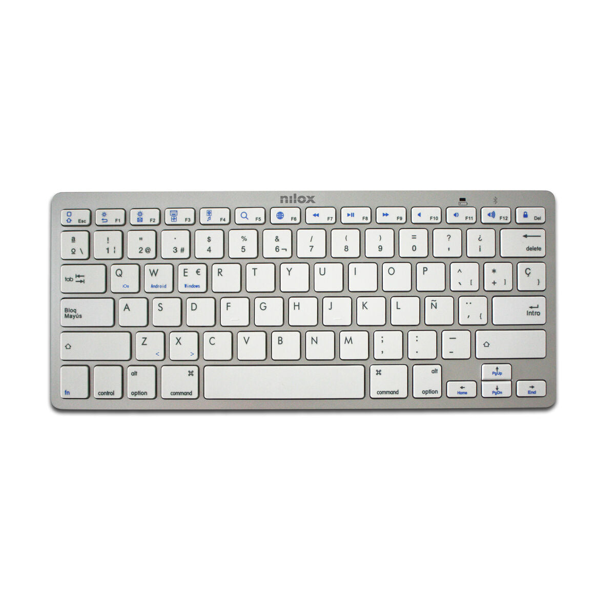 Bluetooth-Tastatur Nilox NXKB01S Weiß Qwerty Spanisch - CA International 