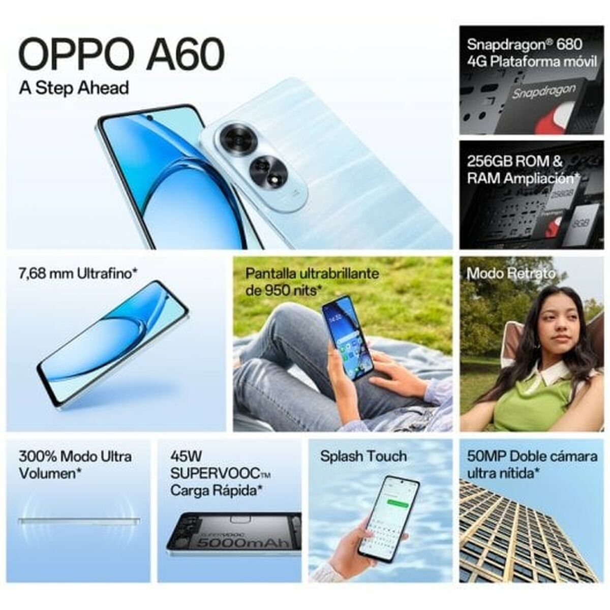Smartphone Oppo 6,7" Octa Core 8 GB RAM 256 GB Blau - CA International 