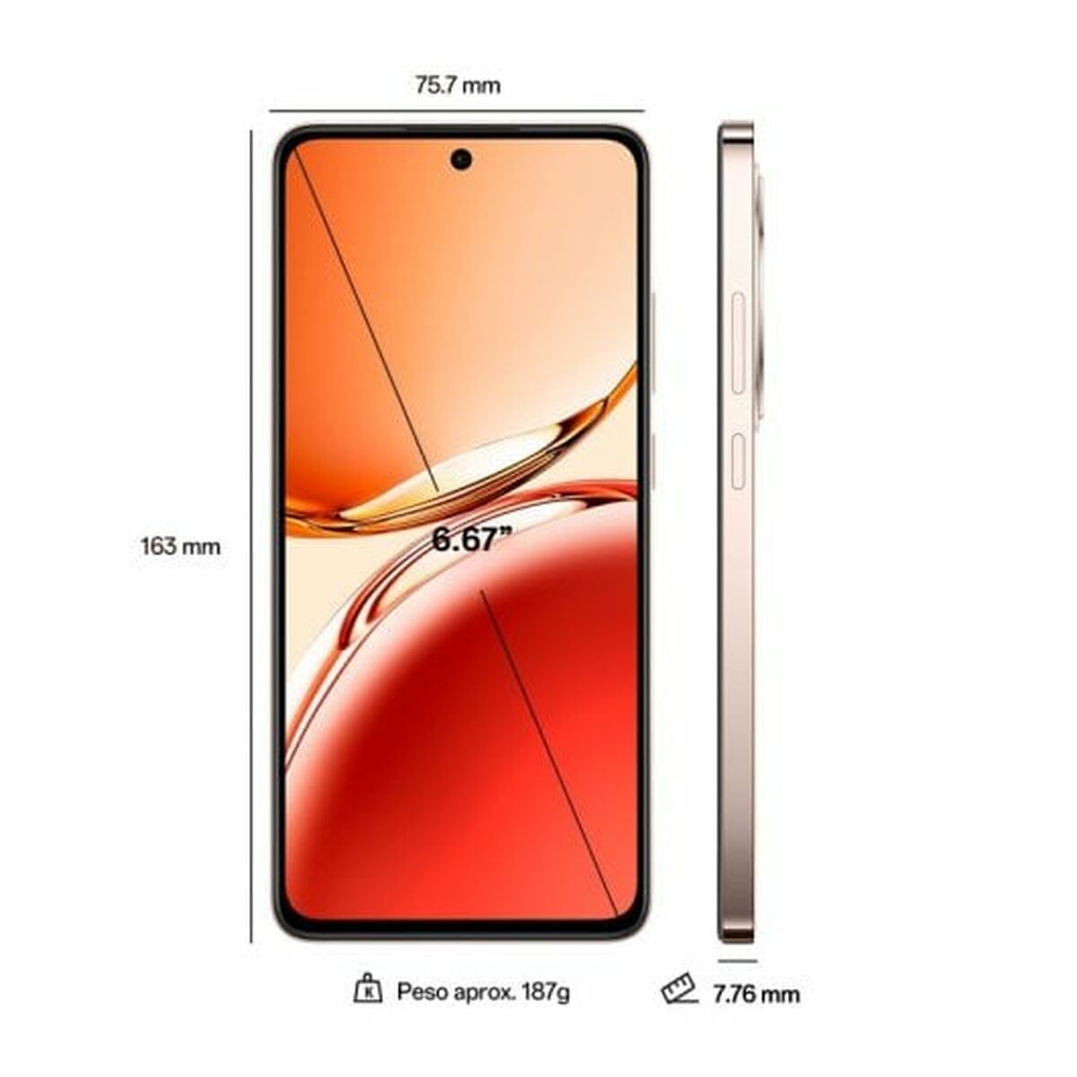 Smartphone Oppo Reno12 F 6,7" Octa Core 12 GB RAM 512 GB 2 TB Orange - CA International