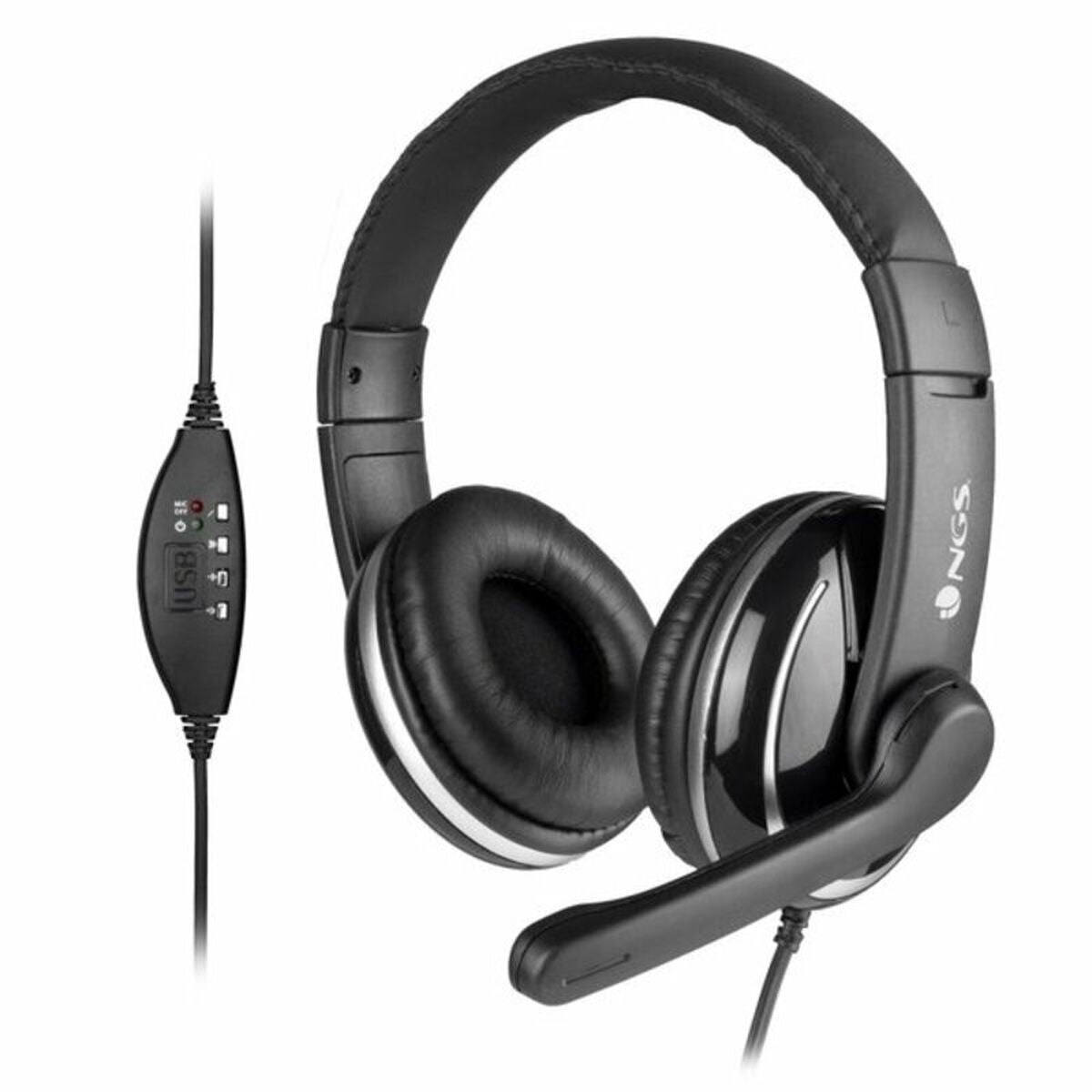 Headphones with Microphone NGS NGS-HEADSET-0196 Black - CA International   #