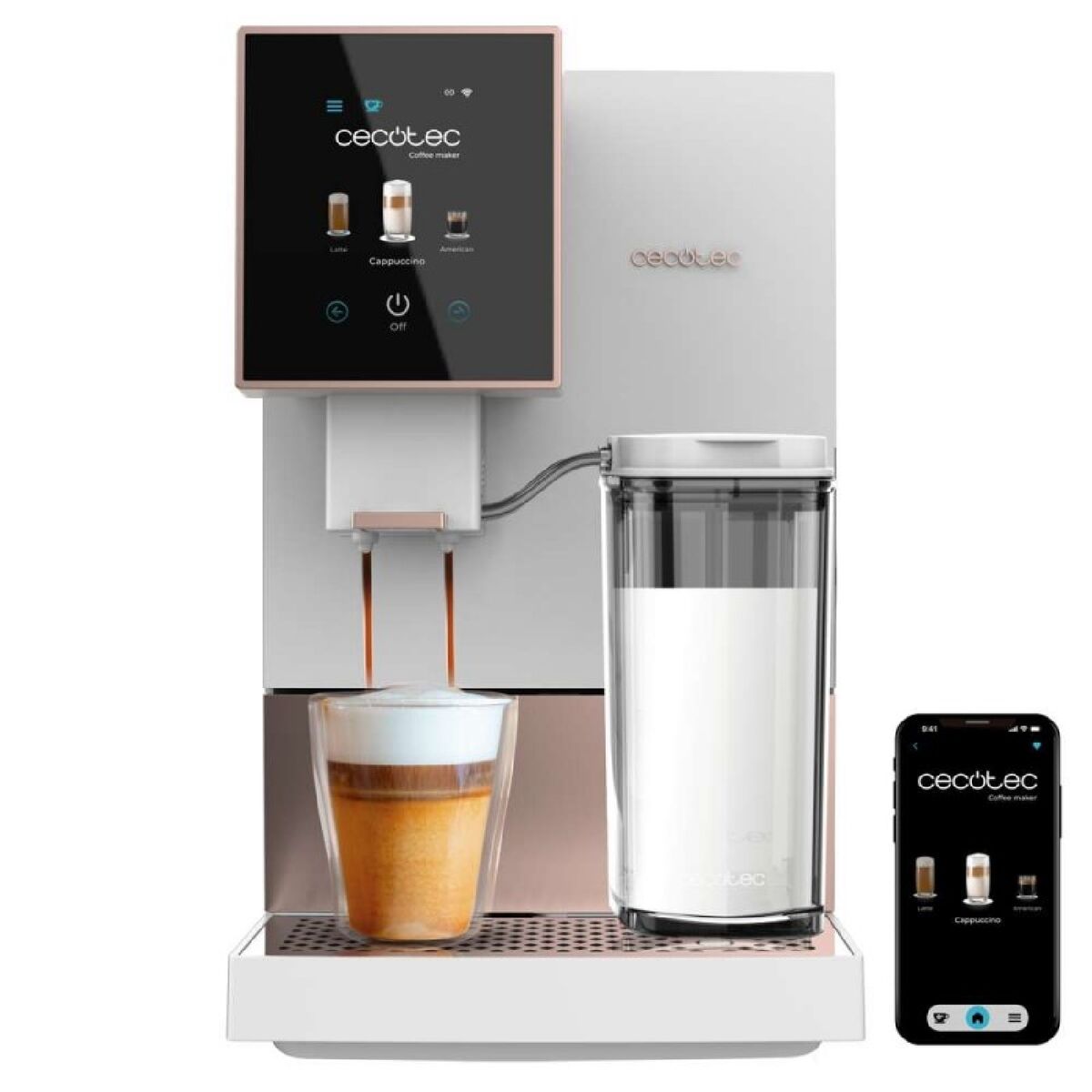 Superautomatic Coffee Maker Cecotec Cremmaet Compactccino Connected 1350 W White/Pink 19 bar 1,8 L - CA International