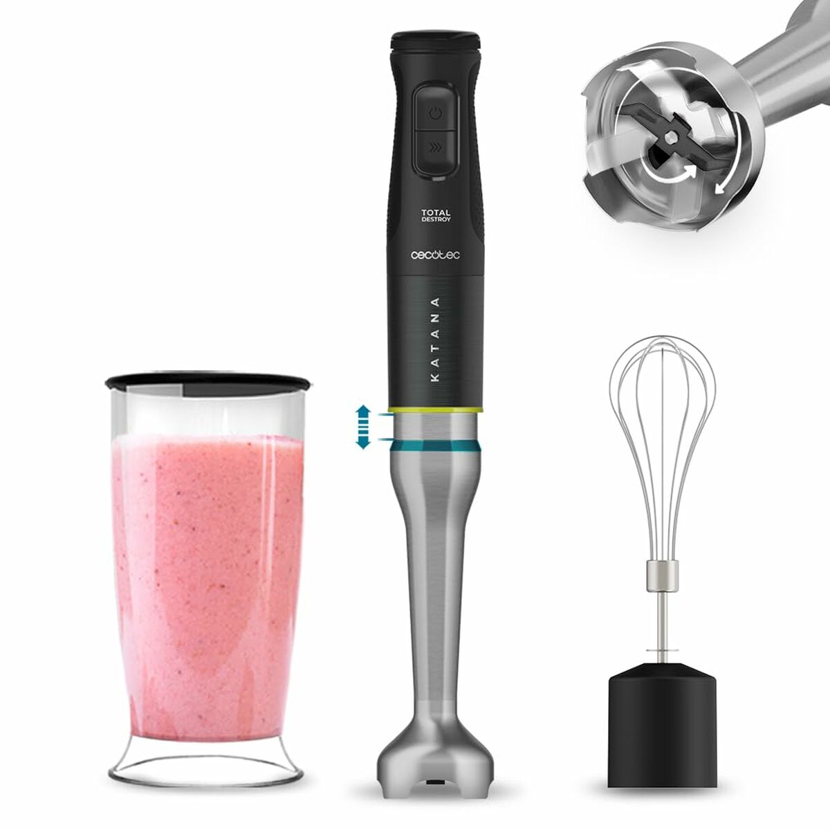 Hand-held Blender Cecotec Katana 15 TotalDestroy Cream B Black 1500 W - CA International   #