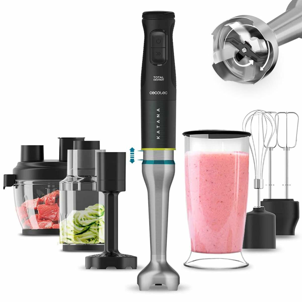 Hand-held Blender Cecotec Katana 15 TotalDestroy Full B Screen Black 1500 W - CA International   #