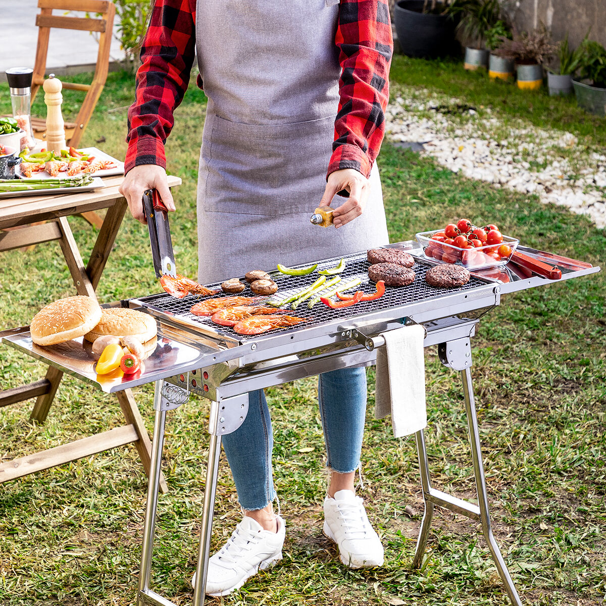 Stainless Steel Foldable Charcoal BBQ ExelQ InnovaGoods - CA International   #