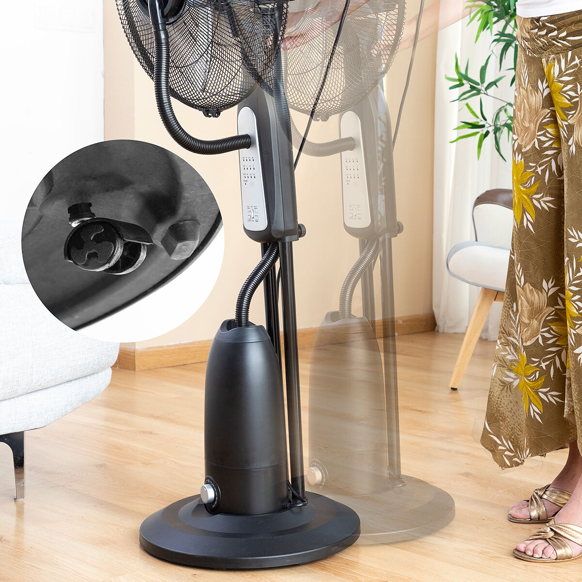 Nebuliser Pedestal Fan with Remote Control InnovaGoods Black 2,8 L 90 W (Refurbished B) - CA International   #