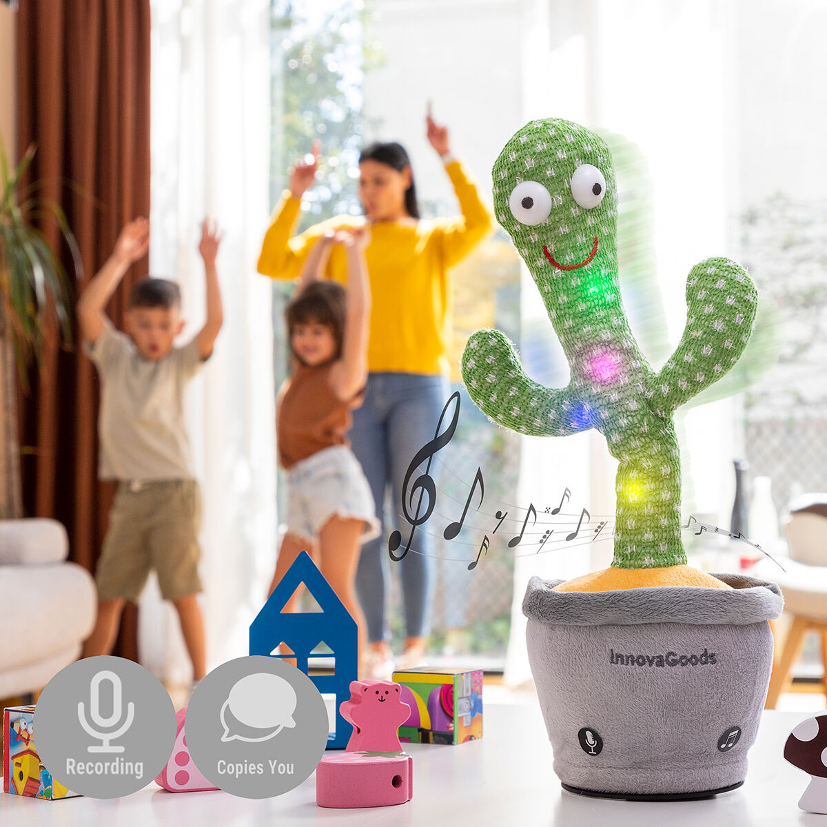 Rechargeable Dancing and Talking Cactus with Music and Multicoloured LED Pinxi InnovaGoods - CA International   #