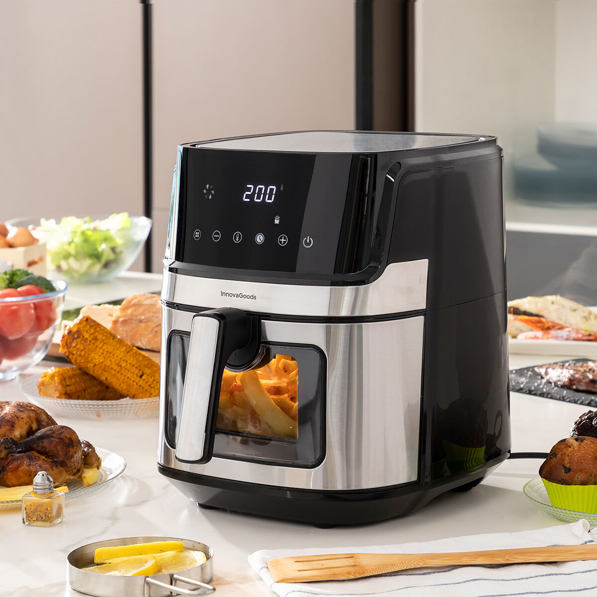 Air Fryer InnovaGoods Fryinn View 6500 Black 1700 W 6,5 L Stainless steel - CA International   #