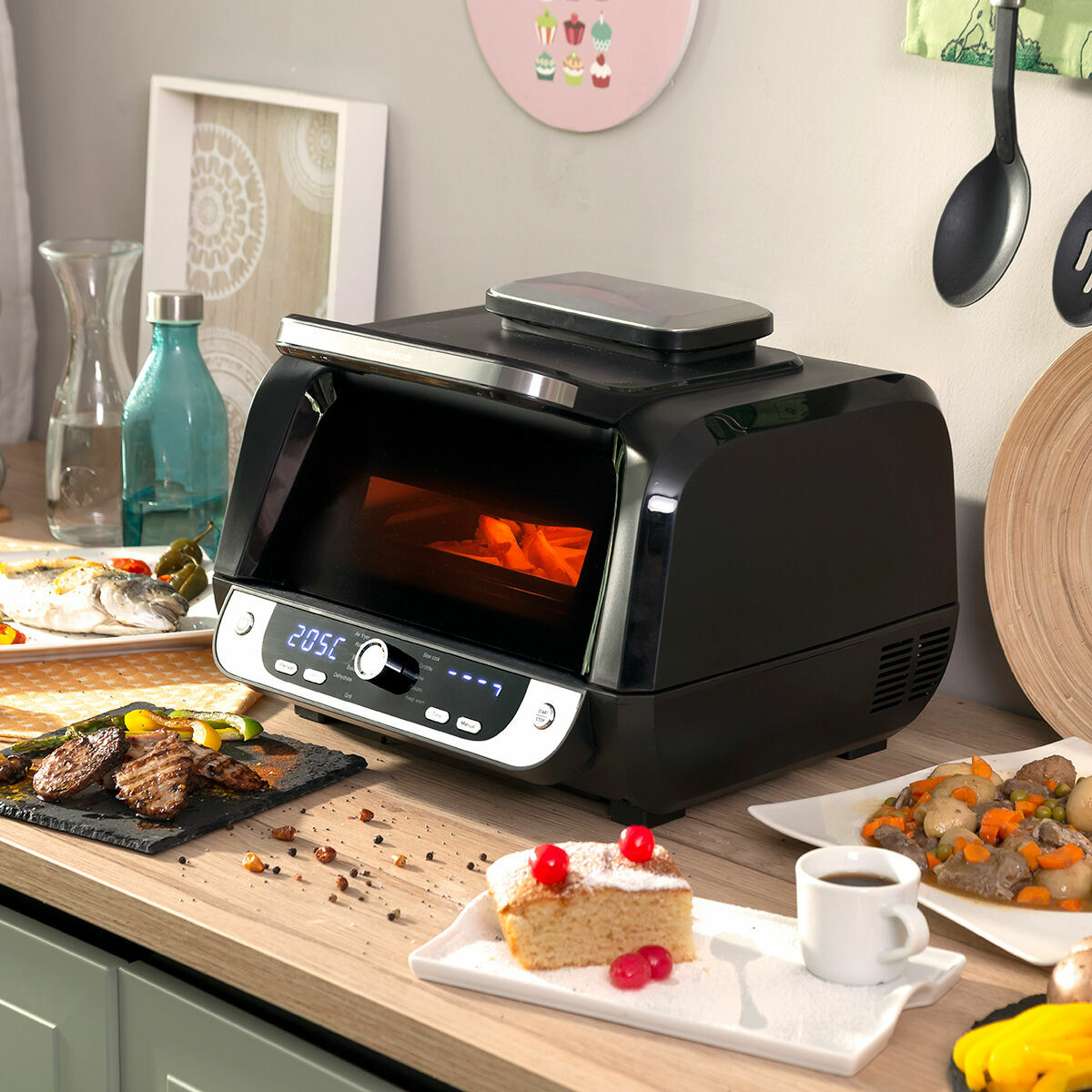 Air Fryer with Grill, Accessories and Recipe Book InnovaGoods Fryinn 12-in-1 6000 Black Steel 3400 W 6 L-CA International