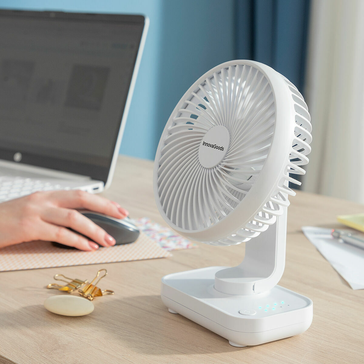 Rechargeable Desk Fan Fanrec InnovaGoods Ø5,4'' 3600 mAh / 13,3 W - CA International   #